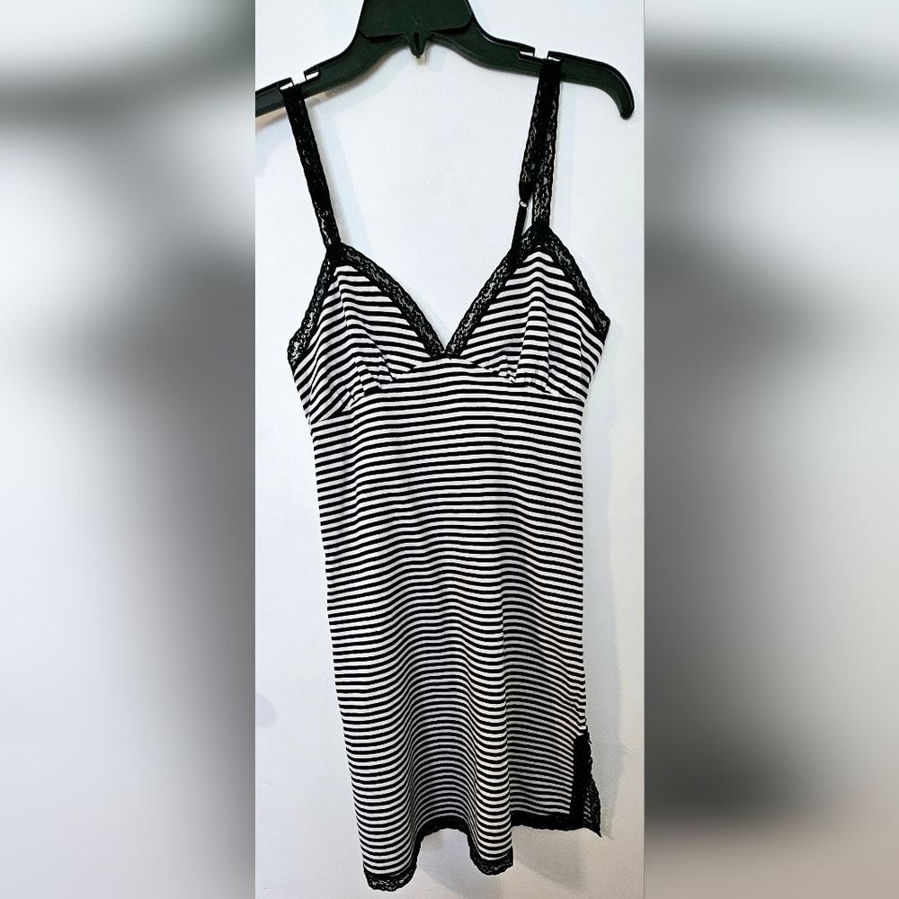 Ralph Lauren Stripes Short Night Gown Sleepware Black White Size S